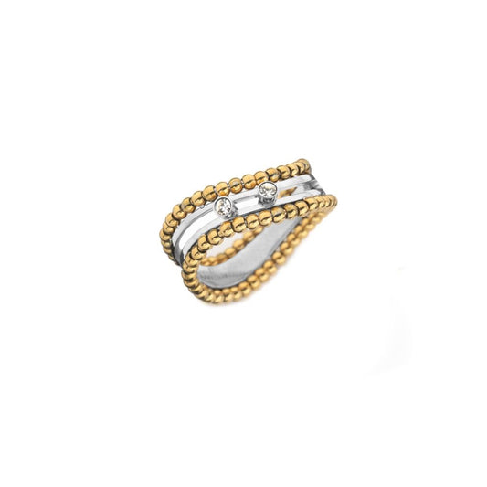 AN JEWELS JEWELRY Mod. AL.RSOKSYC-7 gold and silver ring with diamonds