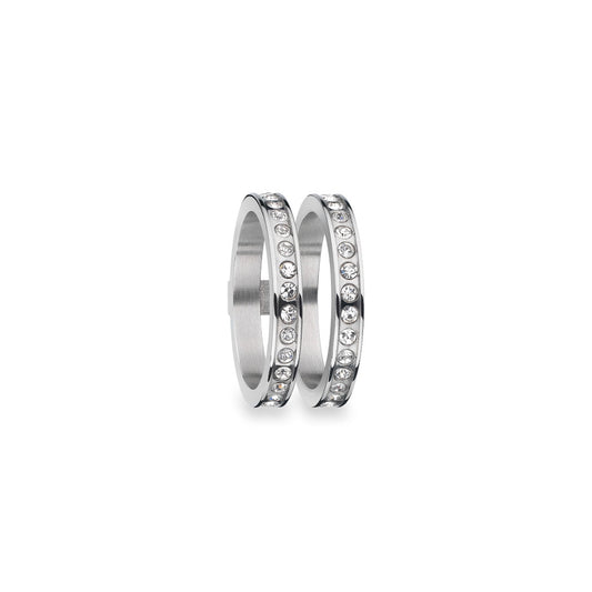AN JEWELS JEWELRY Mod. AR.R2NS01SC-8 silver rings with embedded white crystals