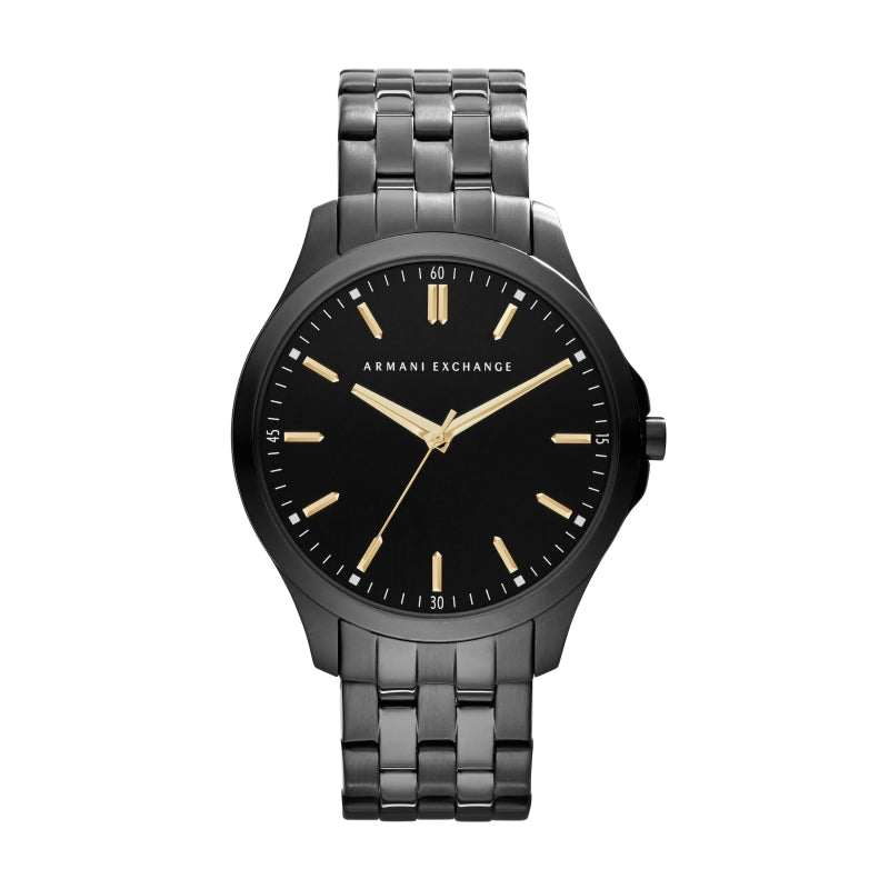ARMANI EXCHANGE Mod. AX2144 wristwatch, 45mm stainless steel case, quartz movement, black dial, SS bracelet, 5 ATM water resistant.