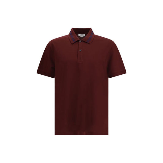 Alexander McQueen Bordeaux Cotton Polo Shirt with striped collar, 100% cotton, regular fit, logo on back, made in Italy, AW25 collection.