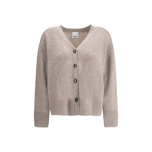 Allude Wool and cashmere Cardigan with button closure and ribbed hem, ideal for casual elegance, AW25 season, in a soft beige color.