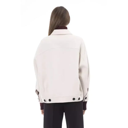 Alpha Studio Elegant White Wool Blazer Jacket