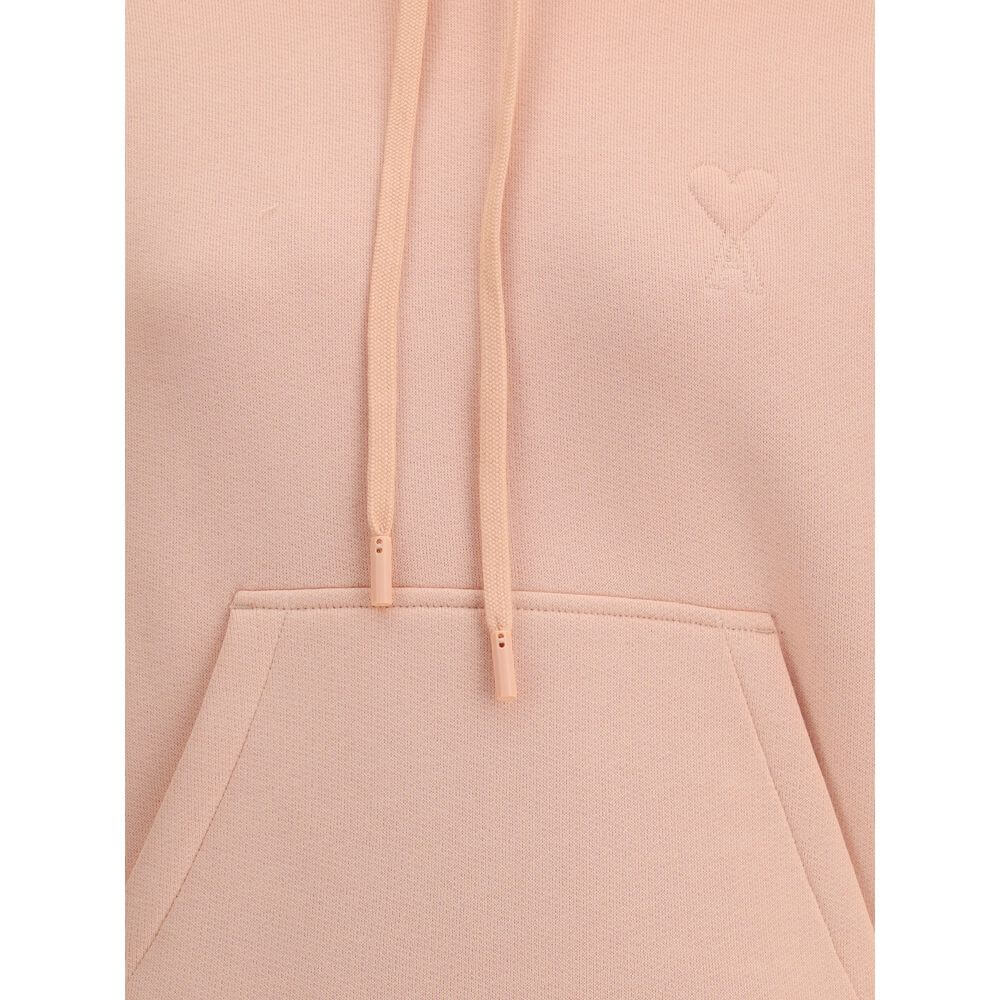 Close-up of Ami Paris Multicolor Cotton Sweatshirt showing the embroidered logo and kangaroo pocket.