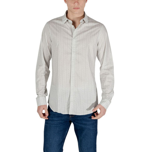 Armani Exchange Cream Cotton Pattern Shirt Armani Exchange
