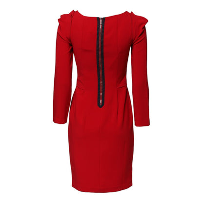 Armani Exchange Red Above Knee Long Sleeves Sheath Dress