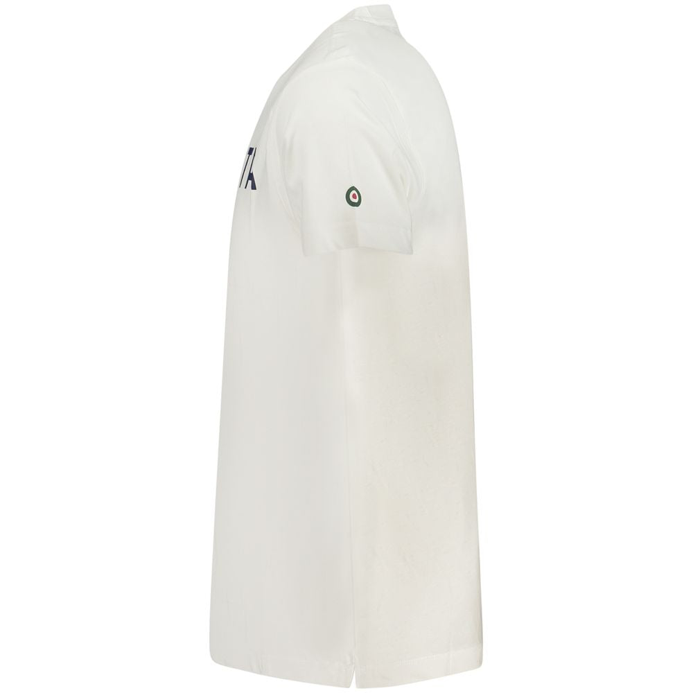 Armata Di Mare White Cotton Men T-Shirt side view, featuring bold print and iconic logo, offering comfort and style for various occasions.