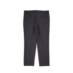 Back view of BLANCA VITA Cropped Trousers with two back pockets, belt loops, and hook closure, made of 12% elastane and 88% polyester.