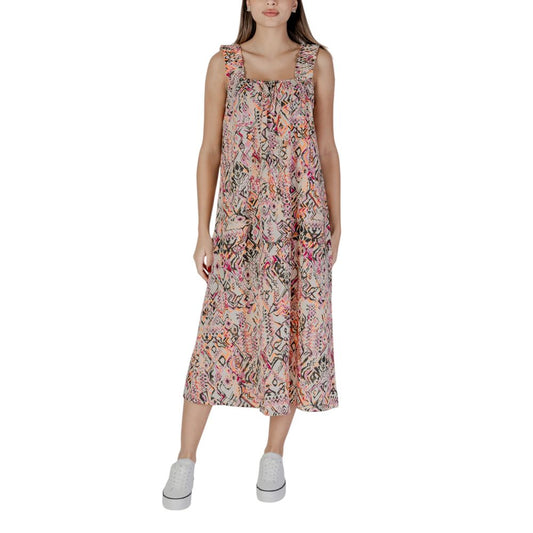 B.Young Multicolor Cotton Long dress for women, perfect for spring and summer. Made from 100% cotton, showcasing vibrant patterns.