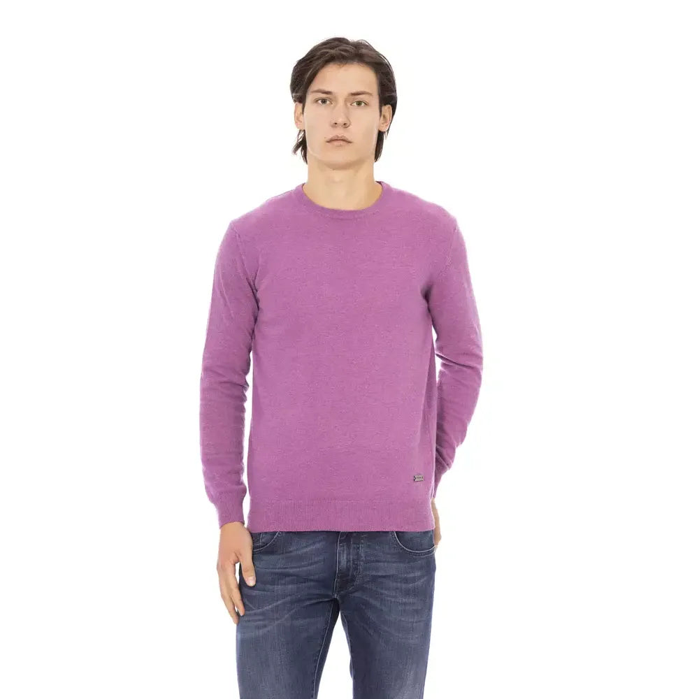 Baldinini Trend Purple Wool Men Sweater