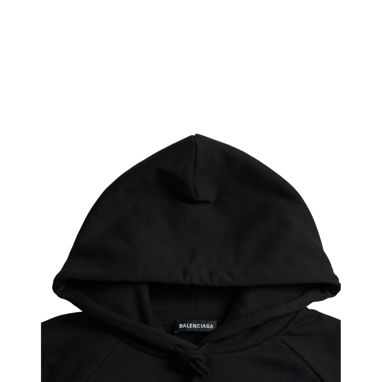 Balenciaga Black Cotton Logo Hooded Pullover Sweatshirt Sweater