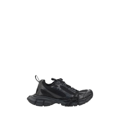 Balenciaga Black Rubber Athletic Sneakers with chunky sole and mesh panels for modern style and comfort.