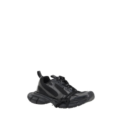 Balenciaga Black Rubber Athletic Sneakers with chunky rubber sole and paneled mesh for breathability, featuring visible logo.