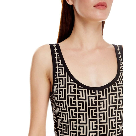 Balmain Black Wool Women Bodysuit