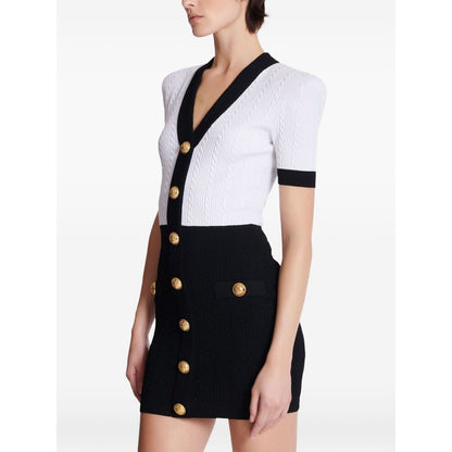 Balmain Two-tone twisted knit bodycon dress
