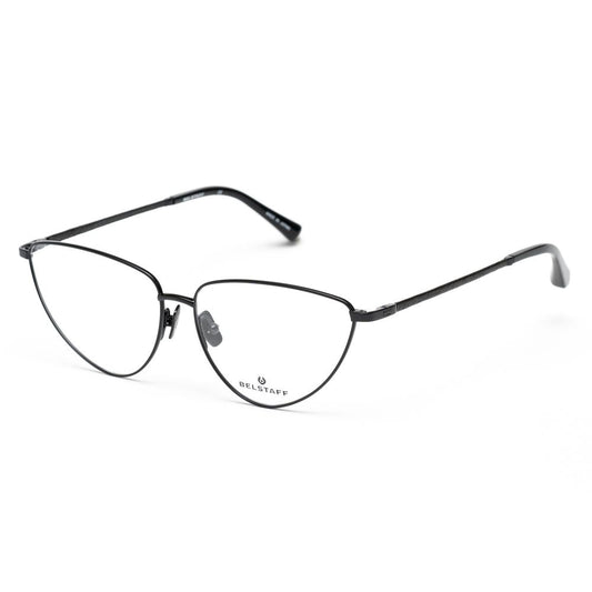 Belstaff Black Titanium Frames for women, featuring a sleek design, durable titanium material, and handcrafted quality from Japan.