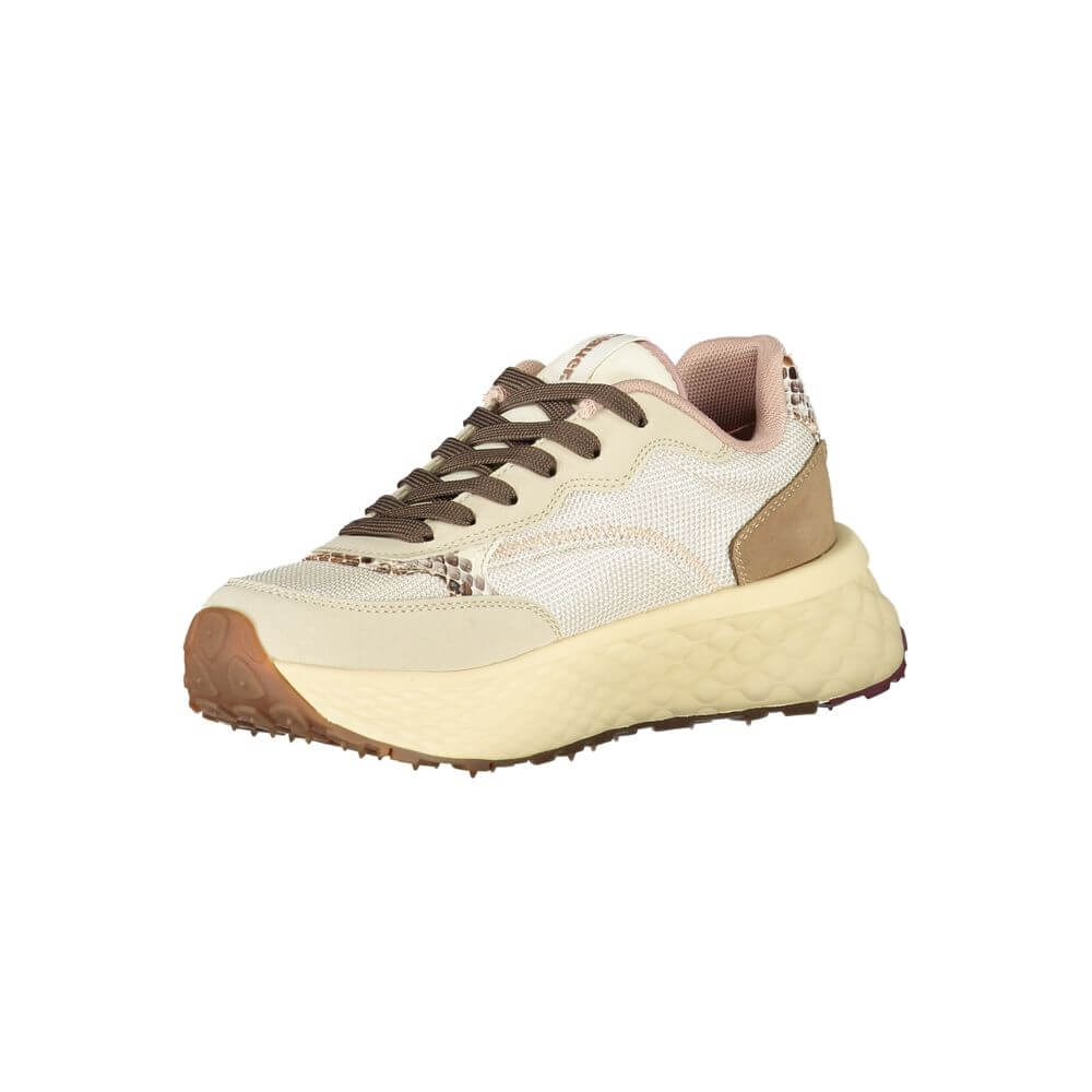 Blauer Beige Leather Women Sneaker with contrasting details and durable materials.