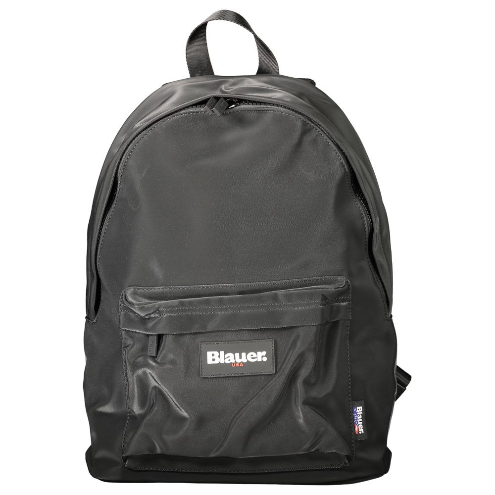 Blauer Black Polyester Men Backpack - sleek structured design with front pocket and single handle.