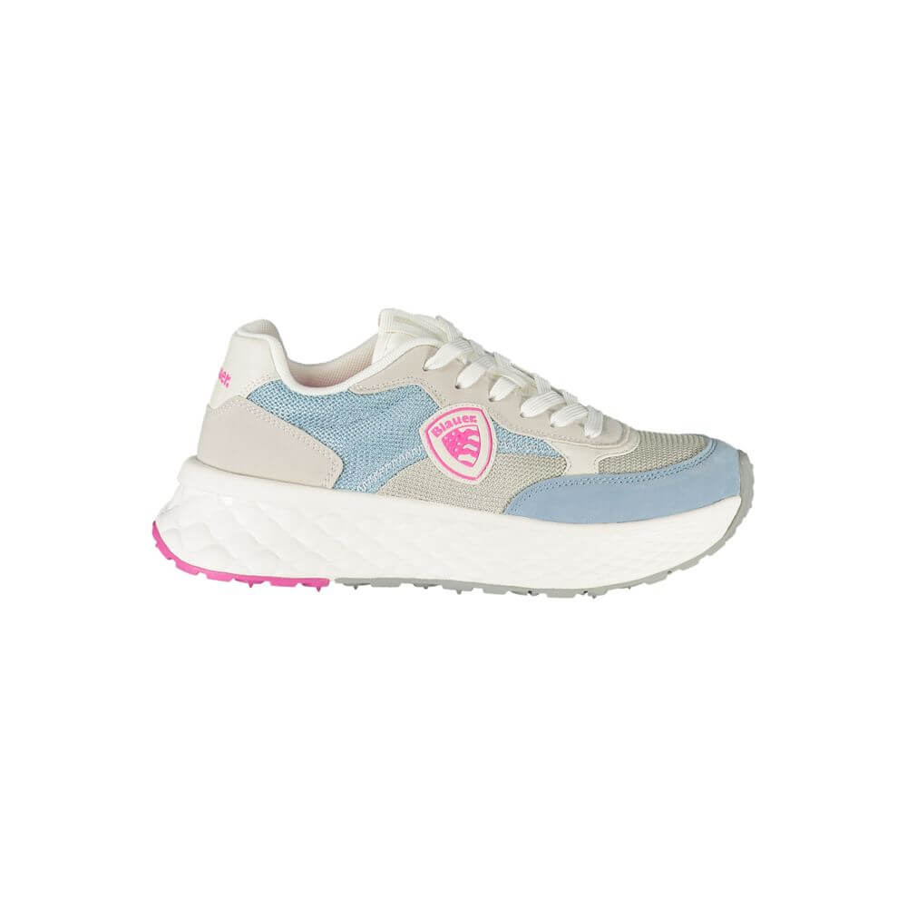 Blauer Blue Polyester Women Sneaker with white and fuchsia details, featuring a chic design and removable insole for comfort and style.