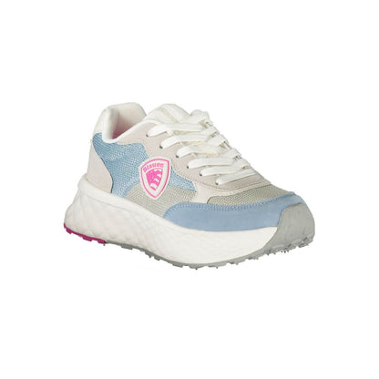 Blauer Blue Polyester Women Sneaker with white and fuchsia accents, featuring removable insole and Blauer logo for chic street style.