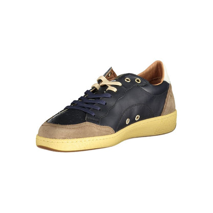 Blauer Brown Polyester Sneaker with contrasting details, sports shoe with laces, featuring print and logo.