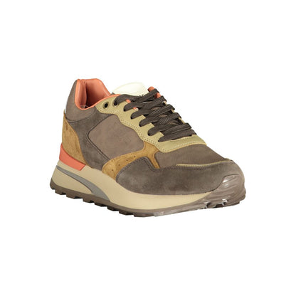 Blauer Brown Polyethylene Men Sneaker with contrast details and removable footbed for personalized comfort.