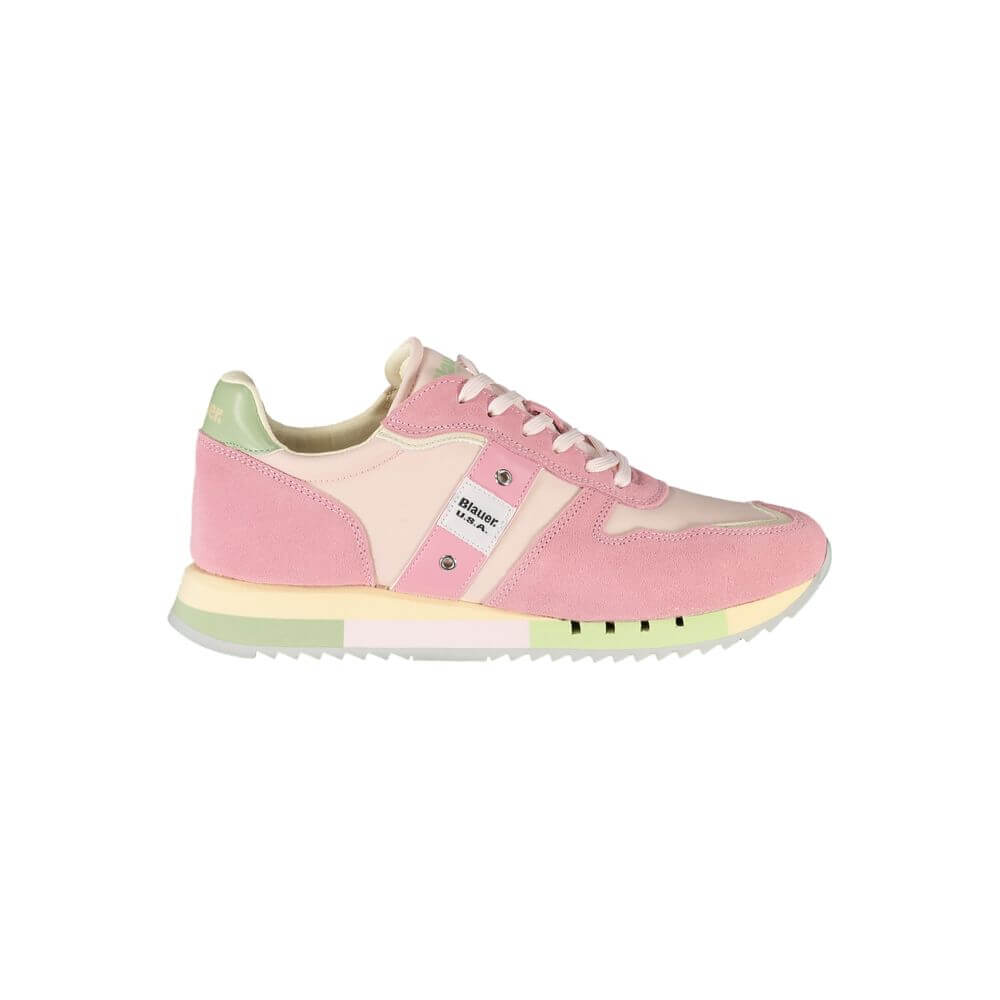 Blauer Pink Leather Women Sneaker with contrasting details and removable insole, perfect for a chic and sporty look.