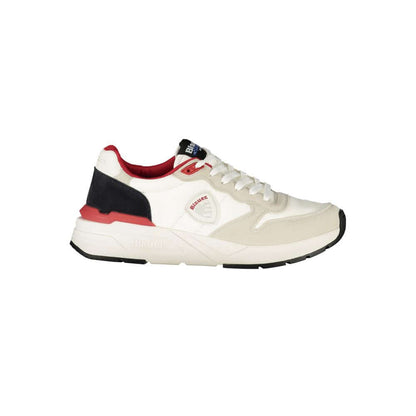 Blauer White Polyester Men Sneaker with red accents, featuring the iconic Blauer logo for a stylish and confident look.