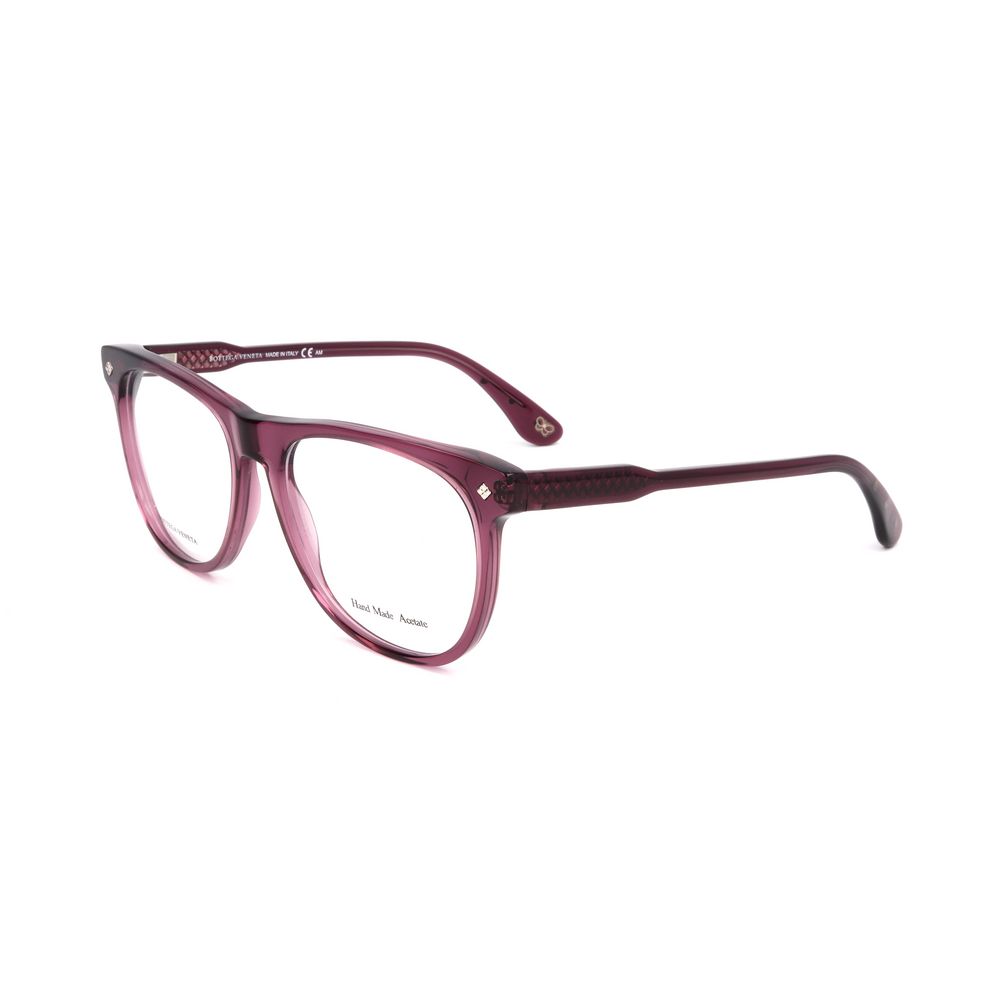 Bottega Veneta Purple Acetate Frames, unisex transparent plum glasses, model BV282367 with 54/17/140 mm measurements.