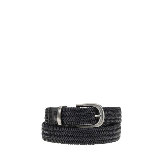 Brunello Cucinelli Black Calf Leather Bos Taurus Regular Belt
