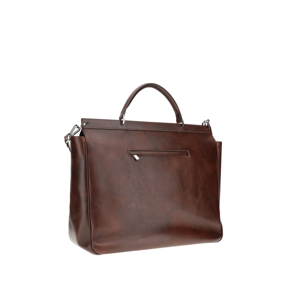 Brunello Cucinelli Brown Calf Leather Bos Taurus Luggage And Travel