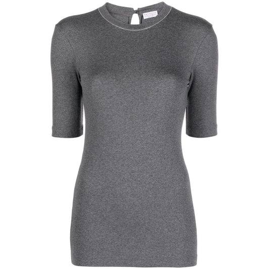 Brunello Cucinelli Monili-trim stretch-cotton T-shirt Topwear