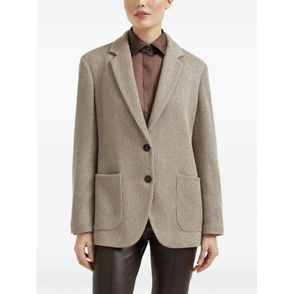 Brunello Cucinelli Sparkling cotton and viscose English rib knit blazer with monili