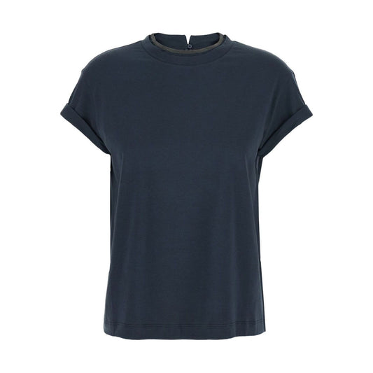 Brunello Cucinelli T-shirts and Polos Blue Topwear