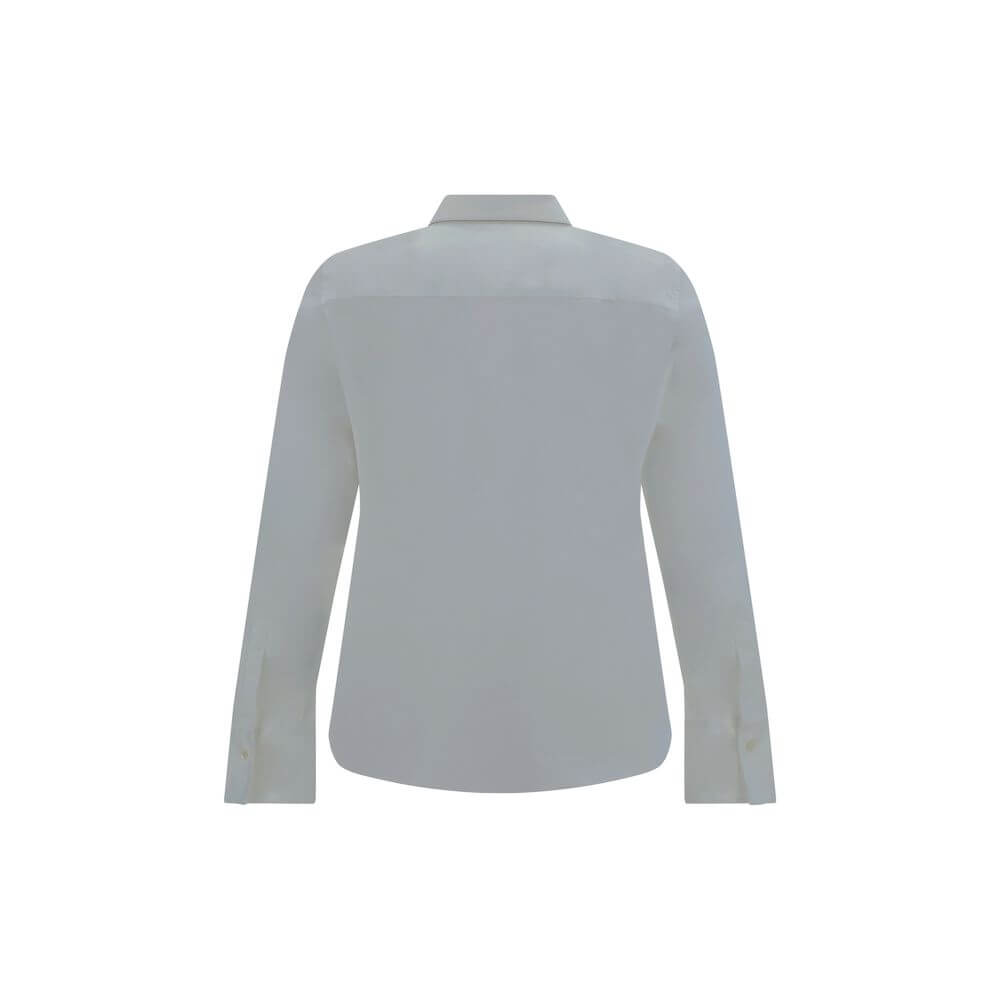 Back view of Brunello Cucinelli White Cotton Dress Shirt showcasing classic design and refined monochrome pattern.
