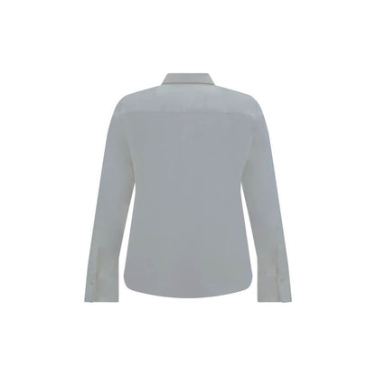 Back view of Brunello Cucinelli White Cotton Dress Shirt showcasing classic design and refined monochrome pattern.
