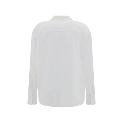 Back view of Brunello Cucinelli White Cotton Dress Shirt with classic collar and button cuffs.
