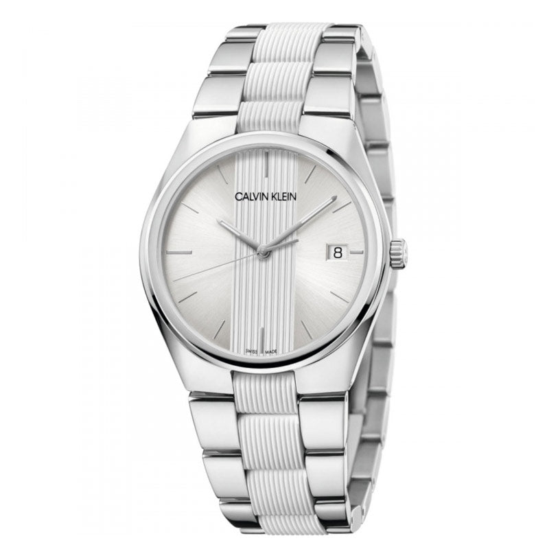 CALVIN KLEIN Mod. CONTRAST stainless steel wristwatch, 40mm case, quartz movement, Swiss-made, water resistant, gent's watch.