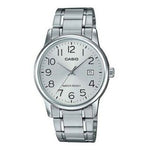 Alt Tag: CASIO COLLECTION Mod. DATE STEEL - SILVER wristwatch with stainless steel bracelet and quartz movement, water resistant 3 ATM.