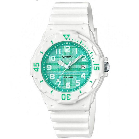 CASIO COLLECTION Mod. LADY DIVER - GREEN wristwatch featuring a water-resistant resin case, quartz movement, and green dial.