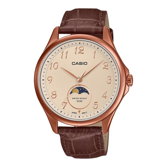 CASIO COLLECTION Mod. MOONPHASES - LEATHER, BRONZE WATCHES