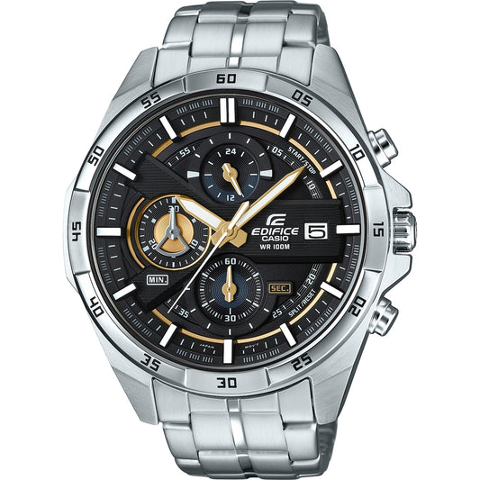 CASIO EDIFICE Mod. MULTILAYER CHRONOGRAPH - BLACK GOLD wristwatch with stainless steel case and bracelet, featuring a water-resistant 10 ATM design.