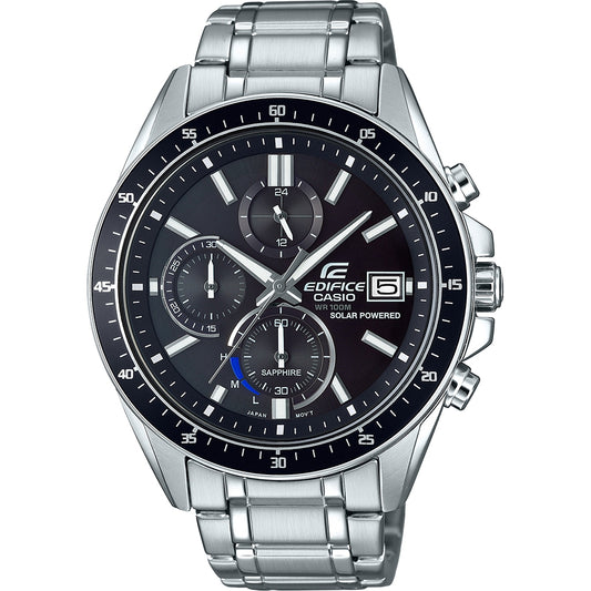 CASIO EDIFICE SLIM Mod. SOLAR POWERED CHRONOGRAPH - BLACK WATCHES