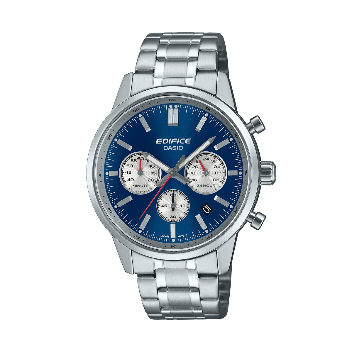 CASIO EDIFICE WATCHES Mod. EFR-575D-2AEF, stainless steel quartz chronograph wristwatch for gents, water resistant up to 10 ATM.