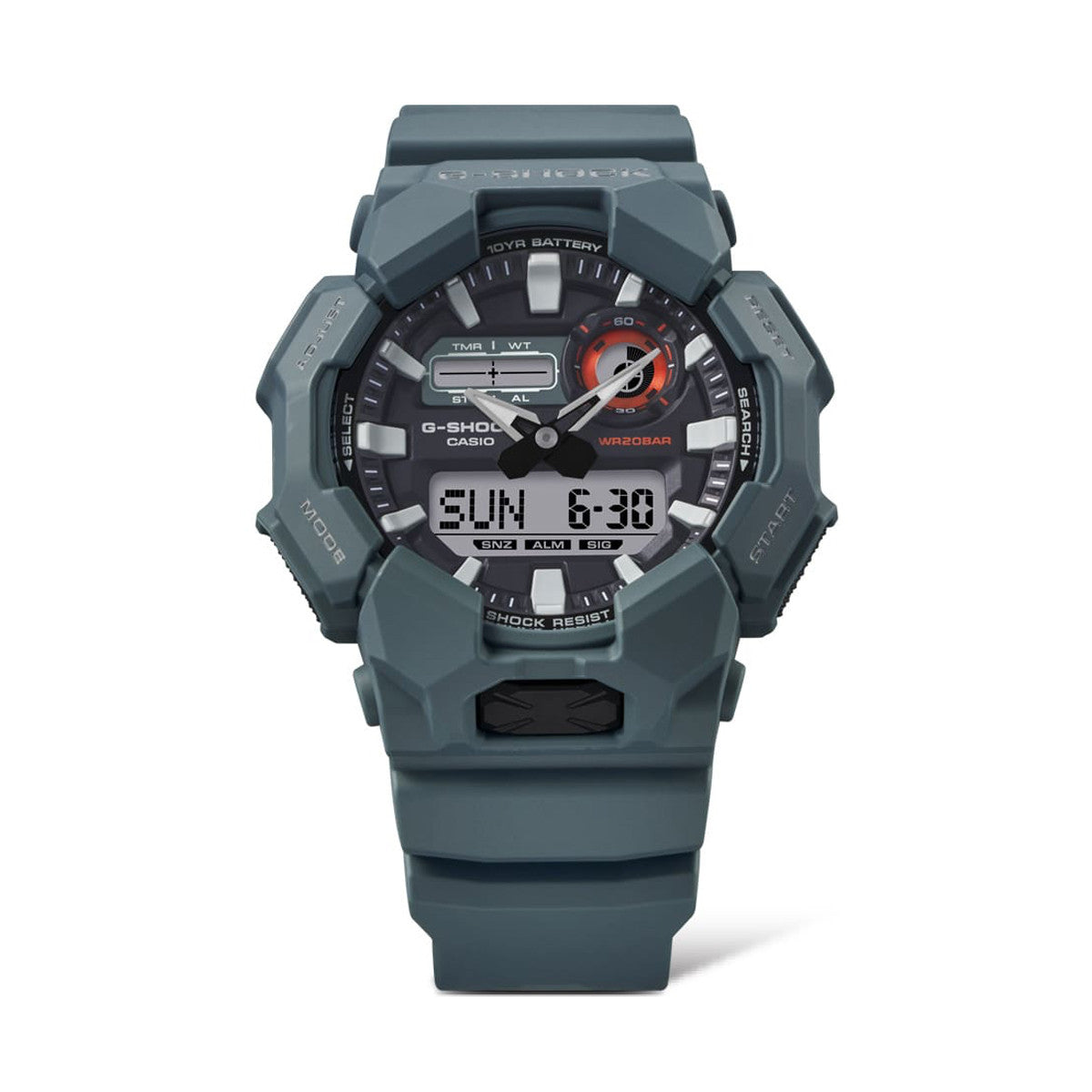 CASIO G-SHOCK Mod. NEW RUGGED BASIC Analog-Digital 10-Year Battery wristwatch in carbon and resin with multifunction dial.