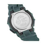 Back view of CASIO G-SHOCK Mod. NEW RUGGED BASIC Analog-Digital 10-Year Battery with Carbon Core Guard design and water resistance.