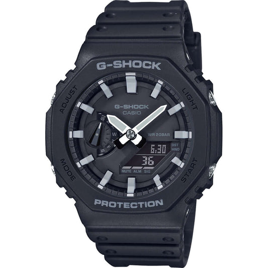 CASIO G-SHOCK Mod. OAK Black wristwatch, water resistant 20 ATM, carbon & resin case, resin strap, quartz movement, multifunction dial.