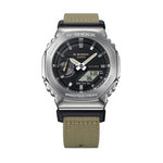 CASIO G-SHOCK Mod. OAK METAL COVERED - UTILITY SERIE KHAKI BEIGE wristwatch with 20 ATM water resistance and fabric strap