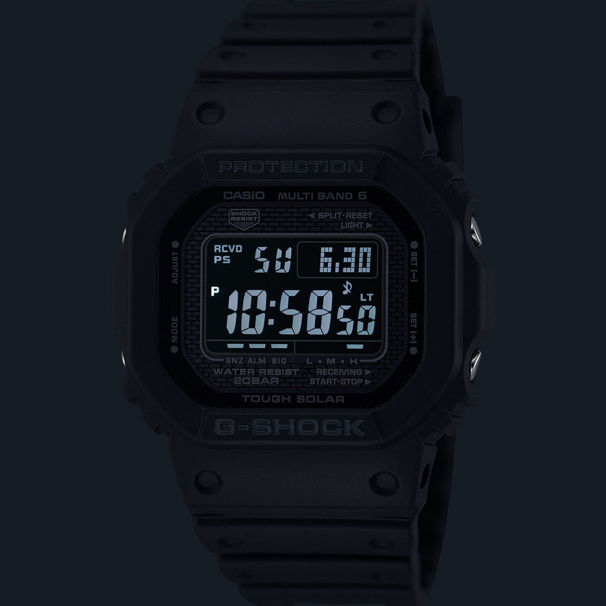 CASIO G-SHOCK Mod. THE NEW ORIGIN Multiband 6 - TOUGH SOLAR - FULL BLACK wristwatch with resin strap and multifunction solar movement.