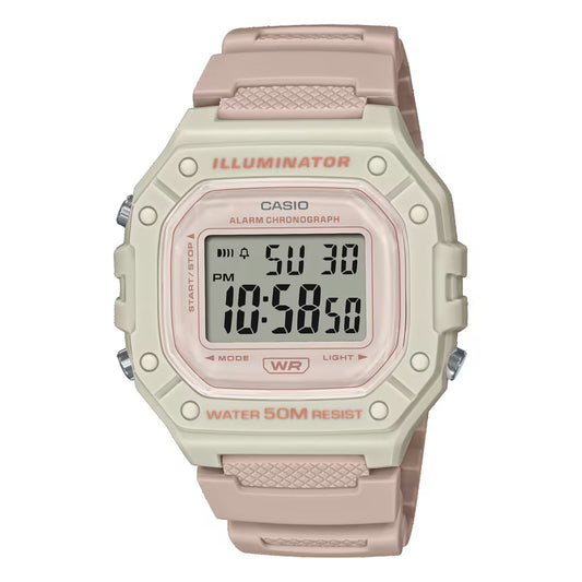 CASIO TIMELESS COLLECTION Mod. SPORT ILLUMINATOR WR 50M, ALARM, CHRONOGRAPH - LIGHT PINK - COLORED SERIE