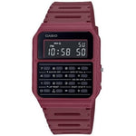 CASIO VINTAGE Mod. CALCULATOR EDGY COLLECTION - RED wristwatch with multifunction quartz movement, resin strap, and mineral dial.